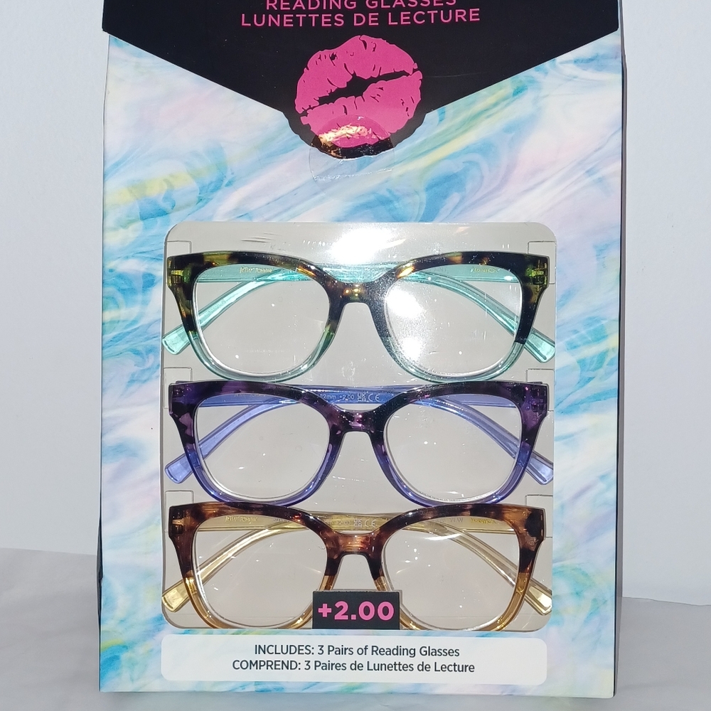 2.00, 2.50 3 pr Ombre Tortoise Shell Reading Glasses in box Betsey Johnson - Picture 8 of 9